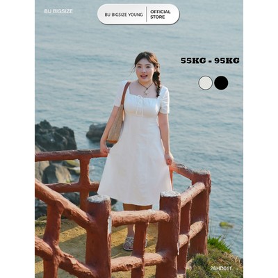 Đầm nhún ngực buộc dây nơ BIGSIZE (55kg đến 95kg) – 26HD011 - [BU Bigsize Young]