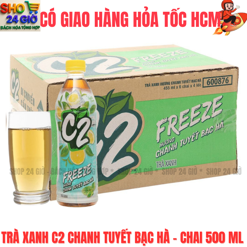 C2 Tuyết Bạc Hà Thùng 24 Chai 455 ml