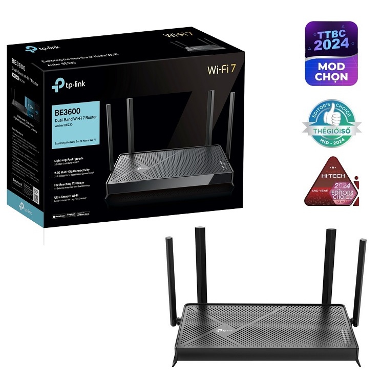 Bộ Phát Router WiFi 7 TPLink Archer BE230 Băng Tần Kép BE3600Mbps