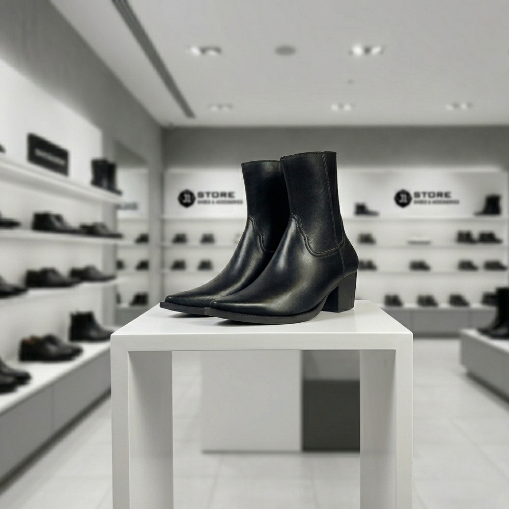 Giày Santiago Lukas Boots Da Nguyên Tấm J1, Giày Zip Boot Đế Cao 7cm