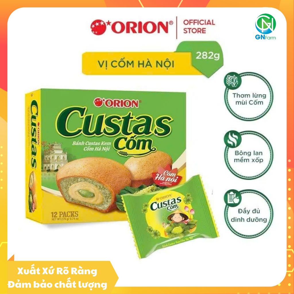 Bánh Custas ChocoPie Bánh Orion Custas Vị Kem Trứng Vị Kem Cốm Sen Vị Cacao Bánh Thơm Ngon Sánh Dẻo 