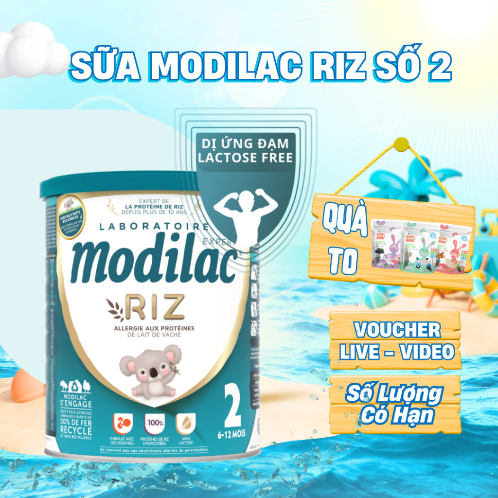 Sữa Modilac Riz số 2 800g dành cho bé 6-12M dị ứng đạm bò và bất nạp đường lactose Date 2027 - 1 Đổi