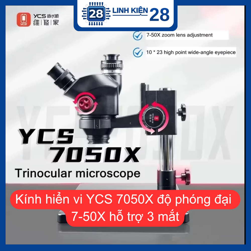Kính hiển vi YCS 7050X độ phóng đại 7-50X hỗ trợ 3 mắt. linhkien_28