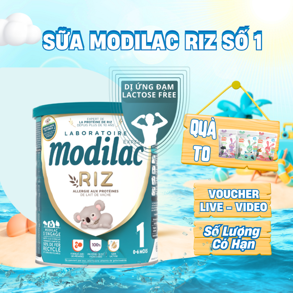 Sữa Modilac Riz số 1 800g dành cho bé 0-6M dị ứng đạm bò và bất nạp lactose Date 2027 - 1 Đổi 1 Nếu 