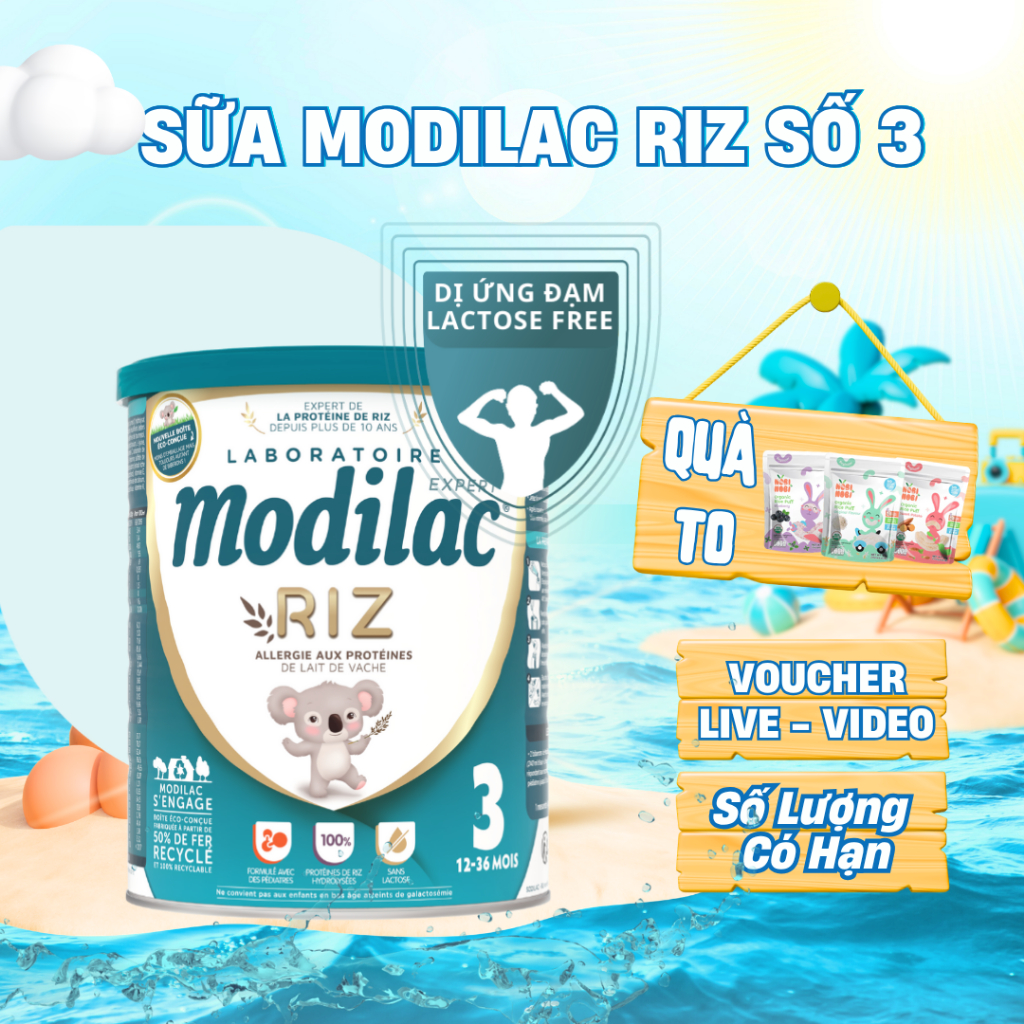 Sữa Modilac Riz số 3 800g dành cho bé 12M+ dị ứng đạm bò và bất nạp đường lactose Date 2027 - 1 Đổi 