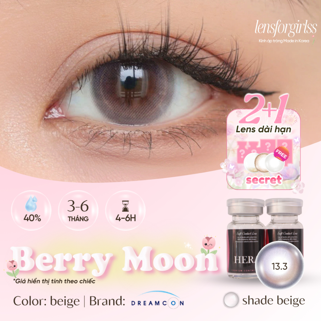 Kính áp tròng GIÃN TRÒNG hiệu ứng ánh trăng BERRY MOON SHADE BEIGE chính hãng HERA | LENSFORGIRLSS | BigBuy360 - bigbuy360.vn