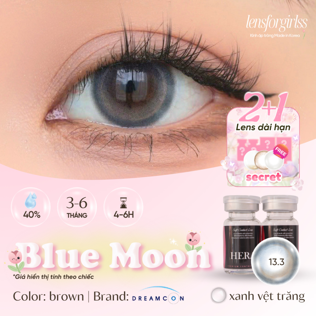 Kính áp tròng sz GIÃN TRÒNG hiệu ứng ánh trăng BLUE MOON SHADE BROWN chính hãng HERA | Lens cận | LENSFORGIRLSS | BigBuy360 - bigbuy360.vn