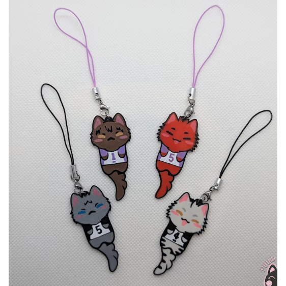 Haikyuu Phone Charm Cats | Ushijima, Tendo, Bokuto, Akaashi | 3d printing | Haikyuu Keychain