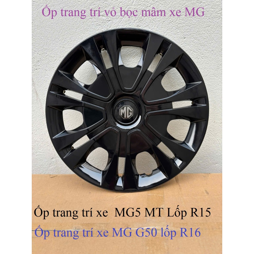 Ốp mâm lazang trang trí xe ô tô mg5 mt cỡ lốp R15 và xe mg g50 cỡ lốp R16 ốp chụp bánh xe vành sắt p