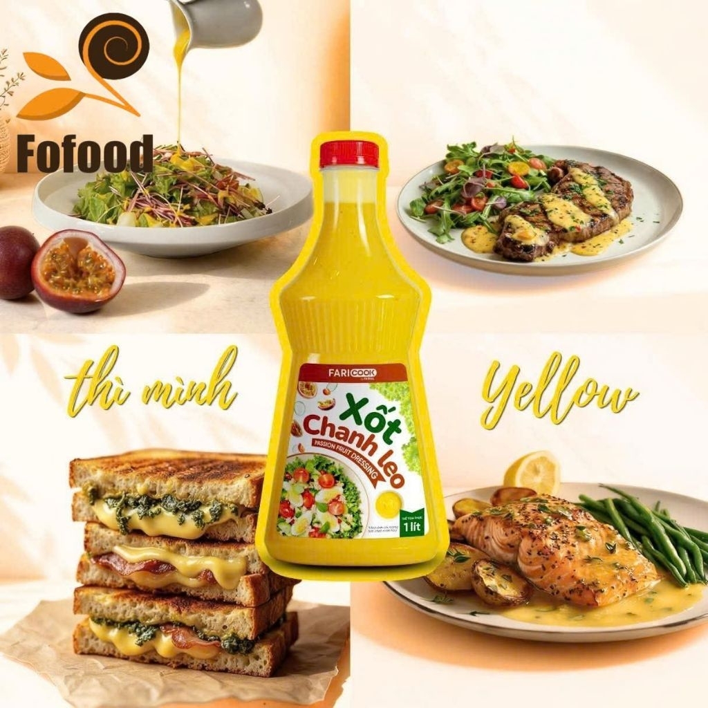 Sốt chanh leo Faricook 1L – xốt salad chanh leo, sốt trộn rau, chấm đồ chiên, vị chua ngọt thơm
