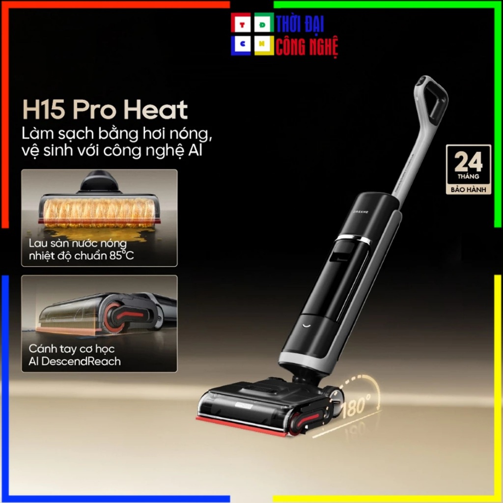 Máy hút bụi lau nhà cầm tay Dreame H15 Pro Heat chính hãng. Bảo hành 12 tháng, 1 đổi 1 15 ngày.