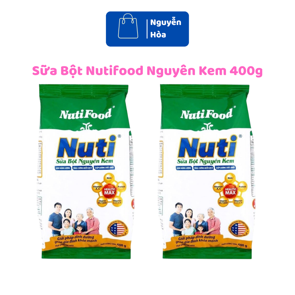 [Combo 2 Gói TẶNG LY] Sữa Bột Nutifood Nguyên Kem (400g/Gói) - Dinh Dưỡng Giúp Gia Đình Khỏe Mạnh [D