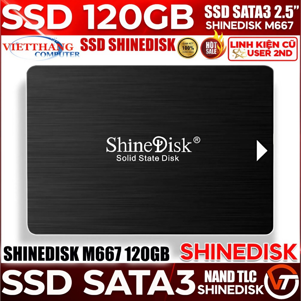 Ổ cứng SSD 120GB ShineDisk M667 SATA3 Vỏ Kim loại SSD Cũ đã qua sử dụng ( Cũ - 2nd )
