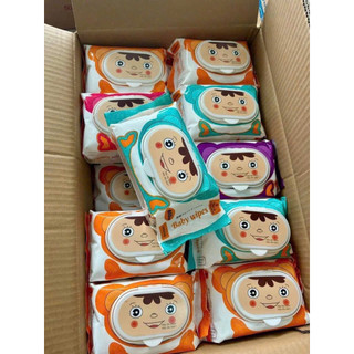 Thùng 10 gói khăn ướt baby gói to 650gr, không mùi, không cồn
