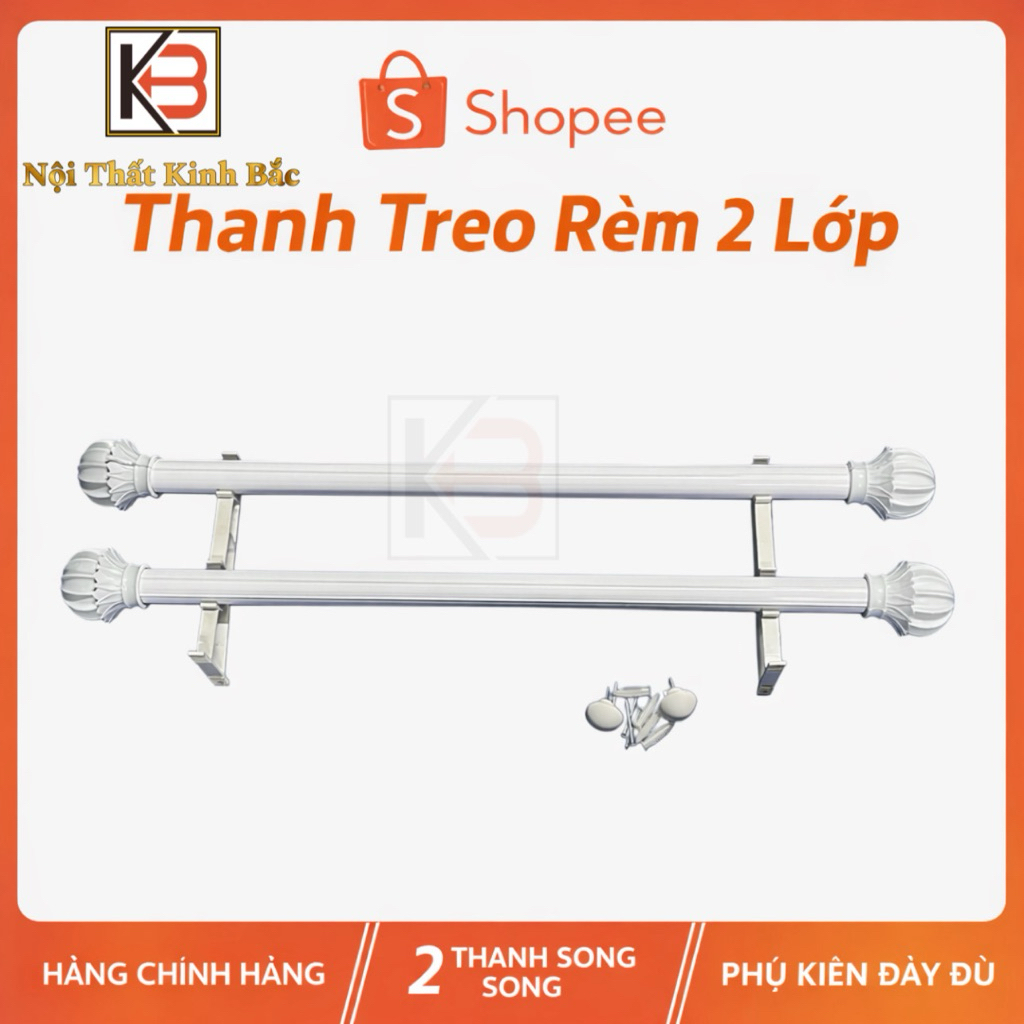 Khung Treo Rèm 2 lớp - Khung treo rèm, thanh rèm size lớn phi 3,2cm