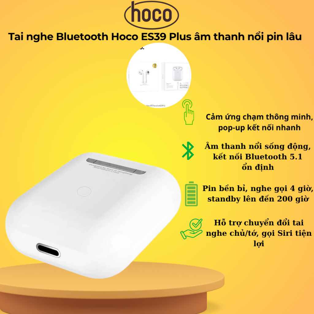 Tai nghe Bluetooth Hoco ES39 Plus âm thanh nổi pin lâu