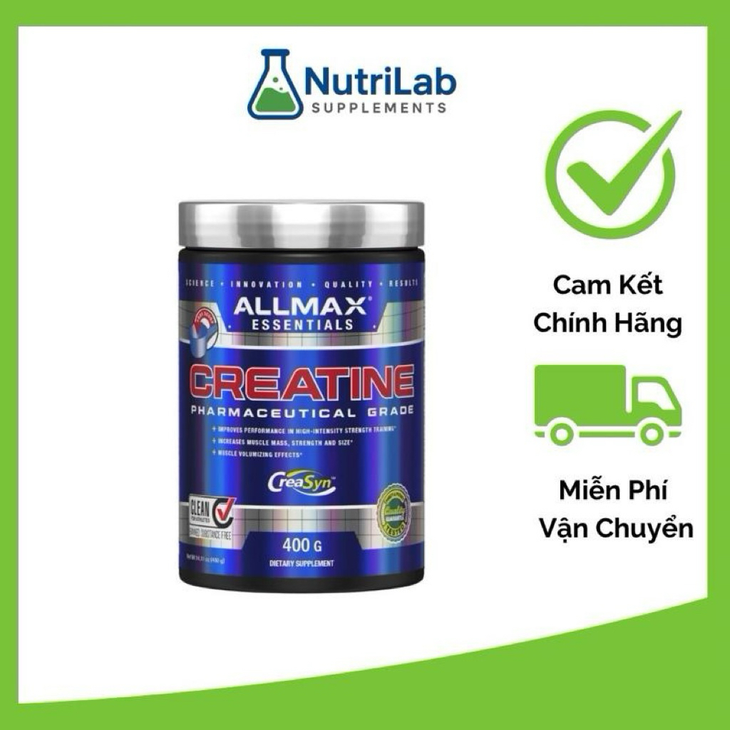 ALLMAX Creatine Monohydrate 400g CreaSyn – Tăng sức mạnh, tăng cơ nhanh, hấp thu cao