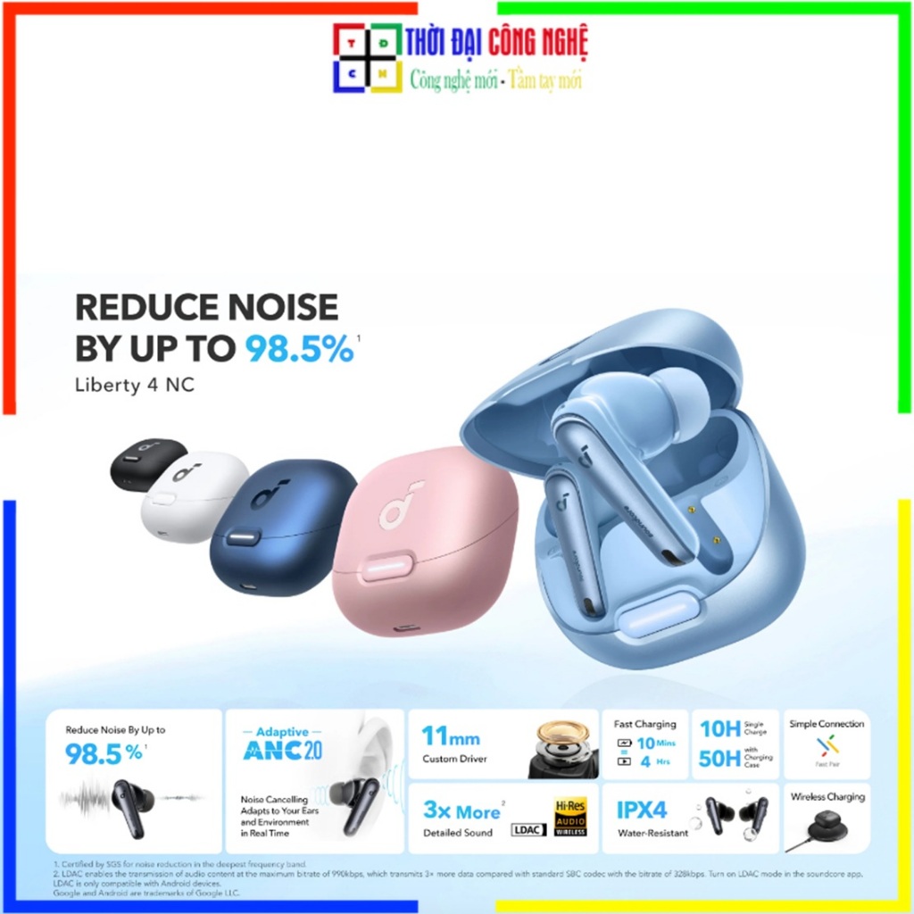 Tai nghe Bluetooth Soundcore Liberty 4 NC Anker A3947. Bảo hành 18 tháng, 1 đổi 1 15 ngày.