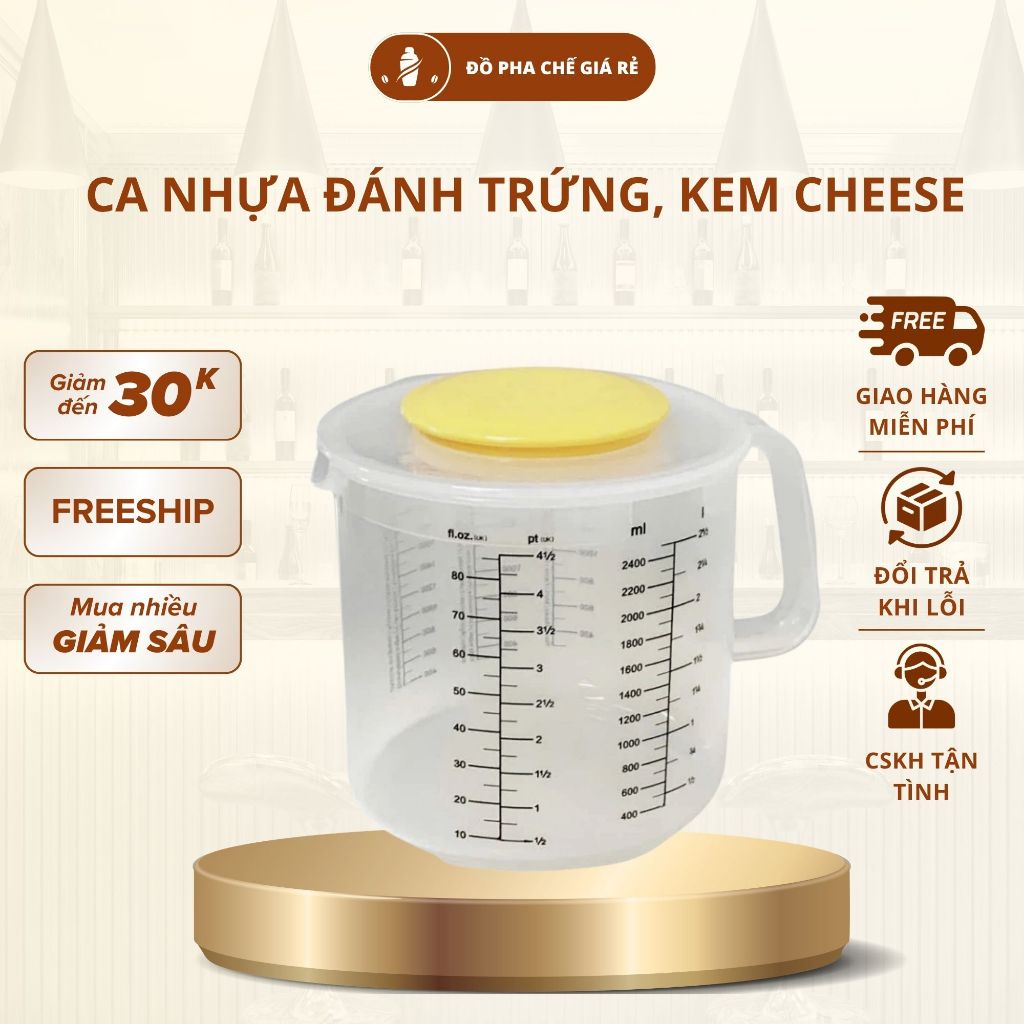 Ca Đánh Trứng 2.5L Nhựa Cao Cấp – Tô Trộn Bột Làm Bánh Có Tay Cầm Tiện Lợi