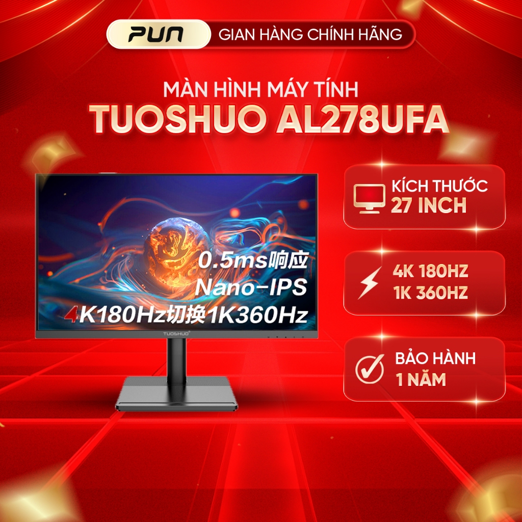 [THANH LÝ - FULL VAT]   Màn Toushuo AL278UFA 27” 4K + FHD 360Hz |  Đế Ergonomic | Nano-IPS