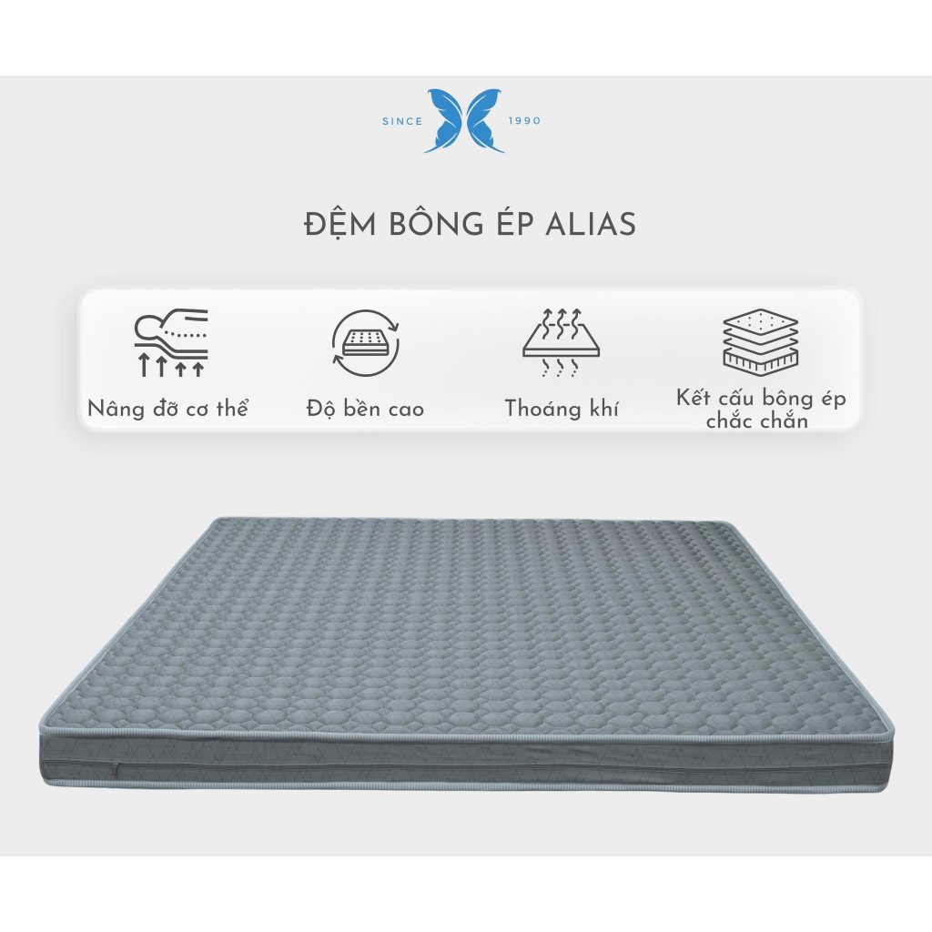 Đệm bông ép ELAN ALIAS vỏ chần gập 2 mảnh