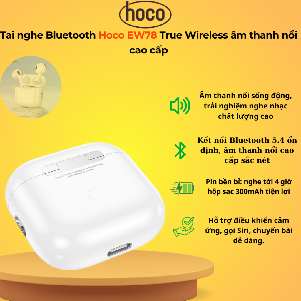 Tai nghe Bluetooth Hoco EW78 True Wireless âm thanh nổi cao cấp