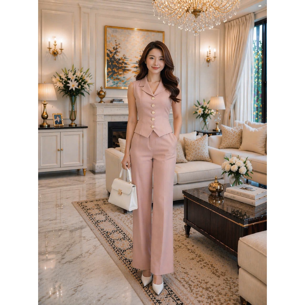 Set vest cor vest & quần suông công sở – chất vải cao cấp (1531)