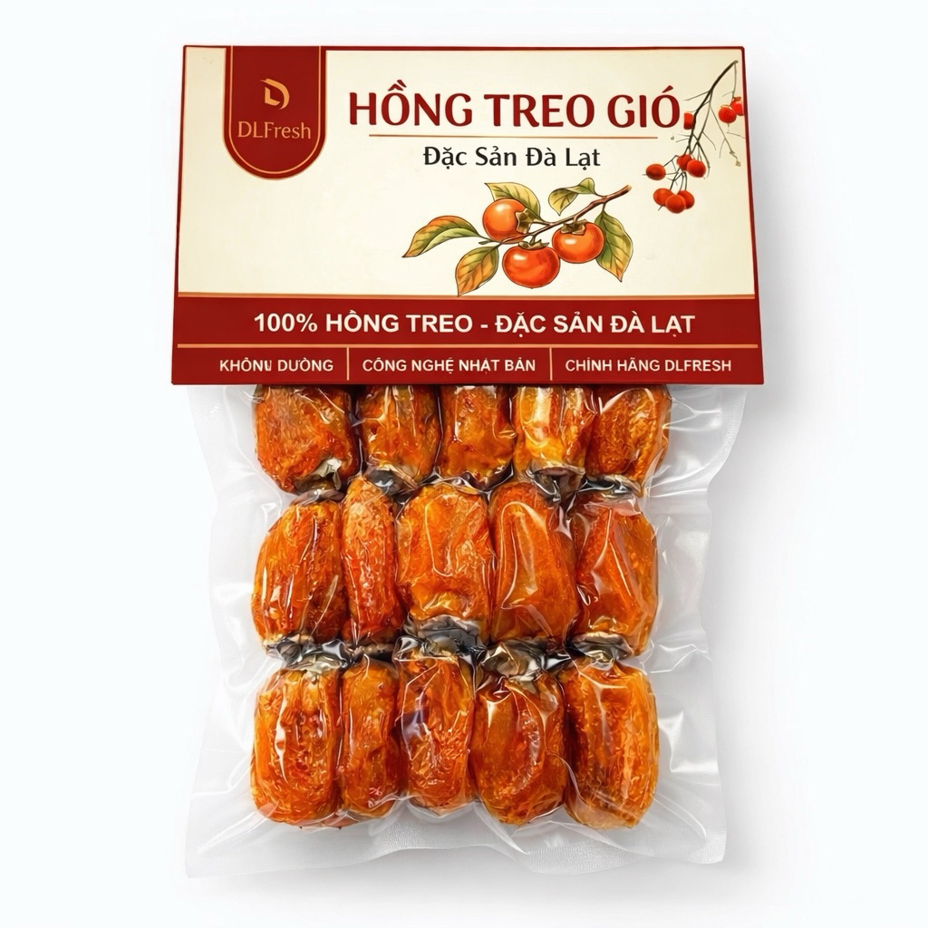 Hồng Treo Gió DLFresh – Hồng sấy dẻo Đà Lạt tự nhiên, ngọt thanh, đặc sản làm quà cao cấp