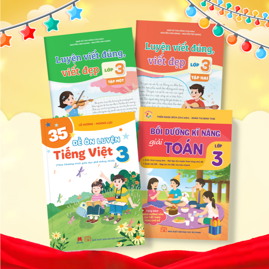 Sách - LOP3 Combo 4 cuốn Luyện viết đúng viết đẹp, 35 đề ôn luyện Tiếng việt, Bồi dưỡng kĩ năng giải