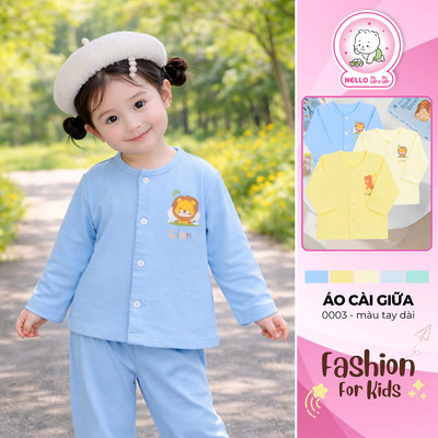 Áo cài giữa màu tay dài 0003 (in hình ngẫu nhiên)