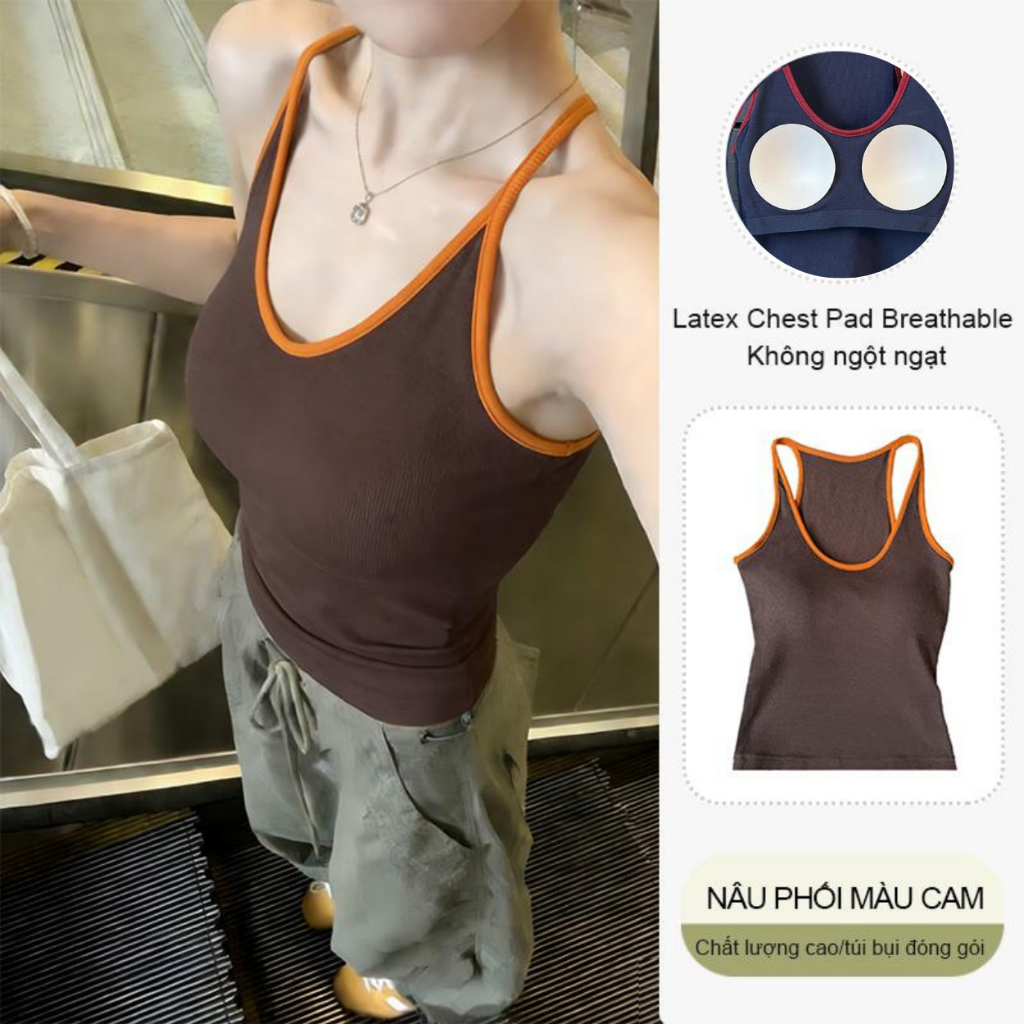 [KÈM MÚT] Áo Thun Nữ Cổ Vòng Chữ I, Áo Ba Lỗ Chất Borip Cotton, Có Đệm Ngực Dáng Ôm Body Tạo Hiệu Ứng Thon Gọn Tôn Dáng