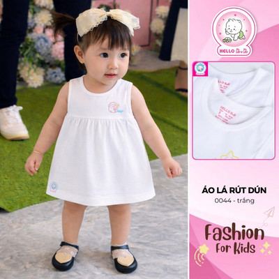 Áo lá rút dún trắng bé gái 0044 ( Hình In Ngẫu Nhiên)