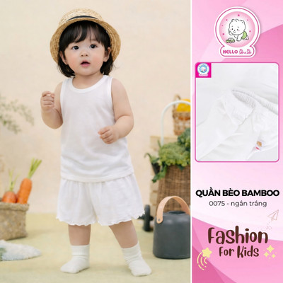Quần ngắn dún bèo trắng Bamboo 0075