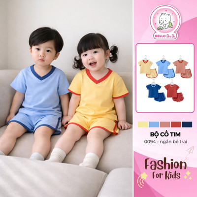 Bộ cổ tim ngắn bé trai 0094