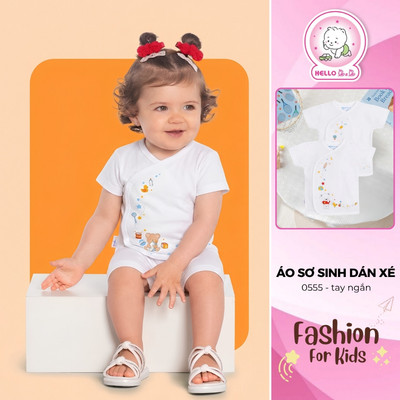 Áo sơ sinh dán xé mẫu tay ngắn 0555 (hình in ngẫu nhiên)
