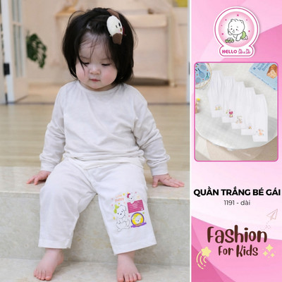 Quần dài trắng bé gái 1191 (Hình in ngẫu nhiên)