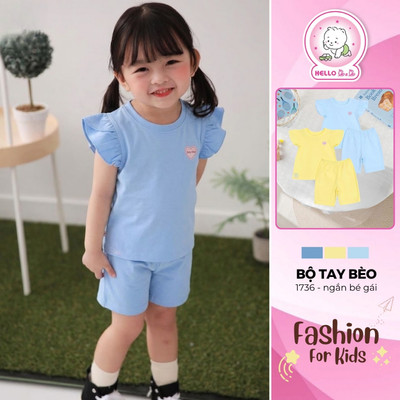 Bộ ngắn bé gái tay bèo 1736