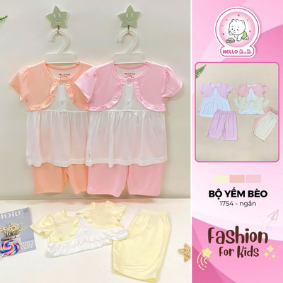 Bộ ngắn bé gái yếm bèo 1754