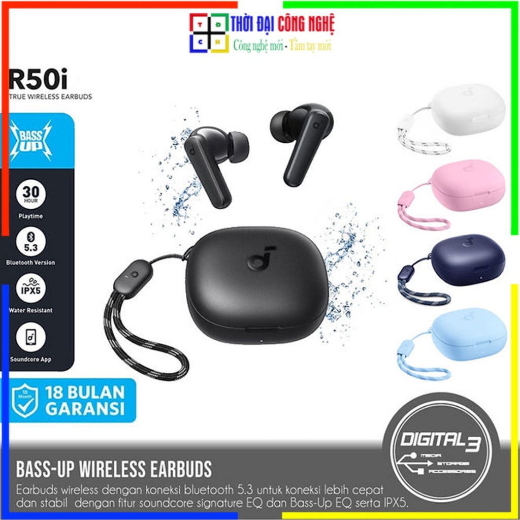 Tai nghe Bluetooth Soundcore R50i - Anker A3949 Bluetooth 5.3. Bảo hành 18 tháng, 1 đổi 1 15 ngày.