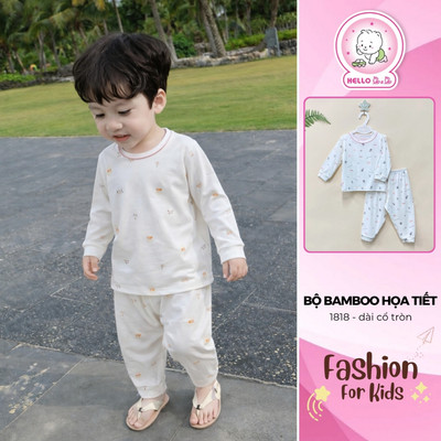 Bộ dài cổ tròn Bamboo in họa tiết 1818