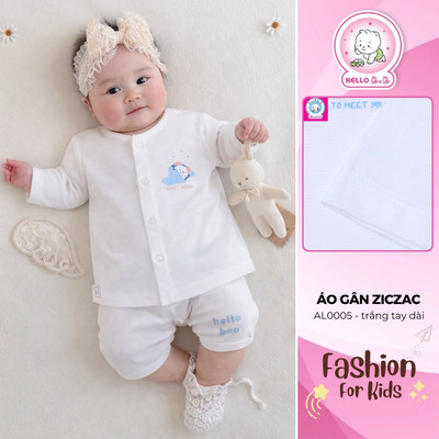 Áo Cài Giữa Trắng Tay Dài Gân Ziczac AL0005