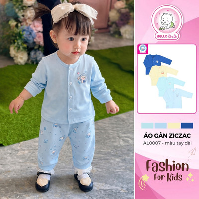 Áo Cài Giữa Màu Gân Ziczac Tay Dài AL0007 (hình in ngẫu nhiên)