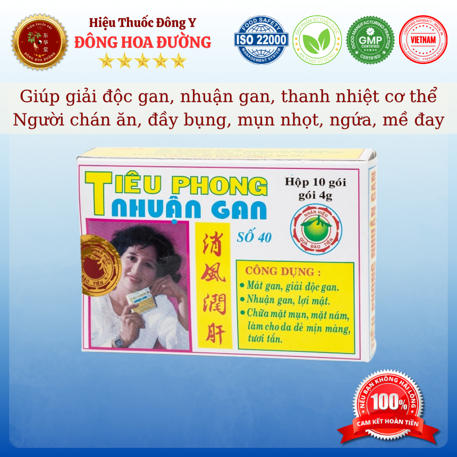 TIÊU PHONG NHUẬN GAN số 40 (hộp 10 gói x 4g) - Giúp thanh nhiệt, mát gan; Giảm mụn nhọt, mẩn ngứa, m