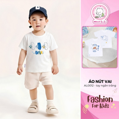 Áo Nút Vai Trắng Tay Ngắn AL0012 hình in ngẫu nhiên