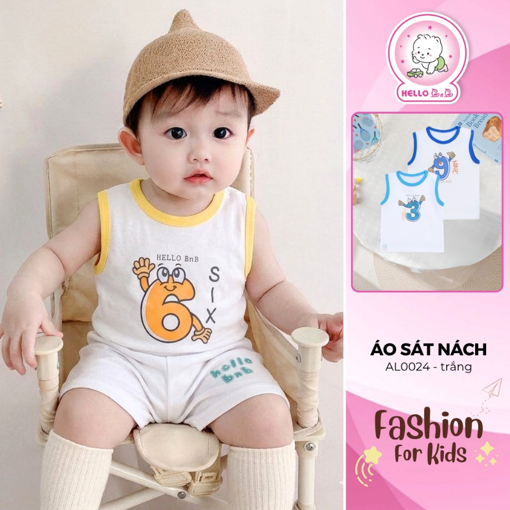 Áo sát nách AL0024 trắng- HELLO BB (hình in ngẫu nhiên)