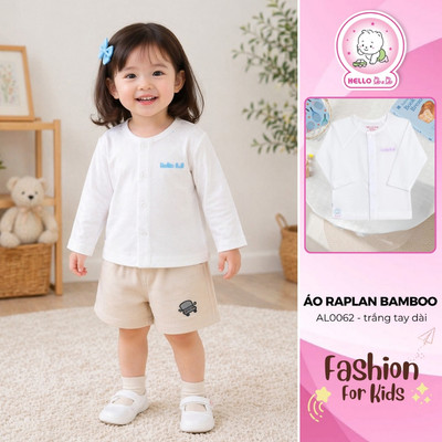 Áo raplan trắng tay dài Bamboo AL0062 (Hình in ngẫu nhiên)