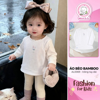 Áo dún bèo trắng tay dài Bamboo AL0069