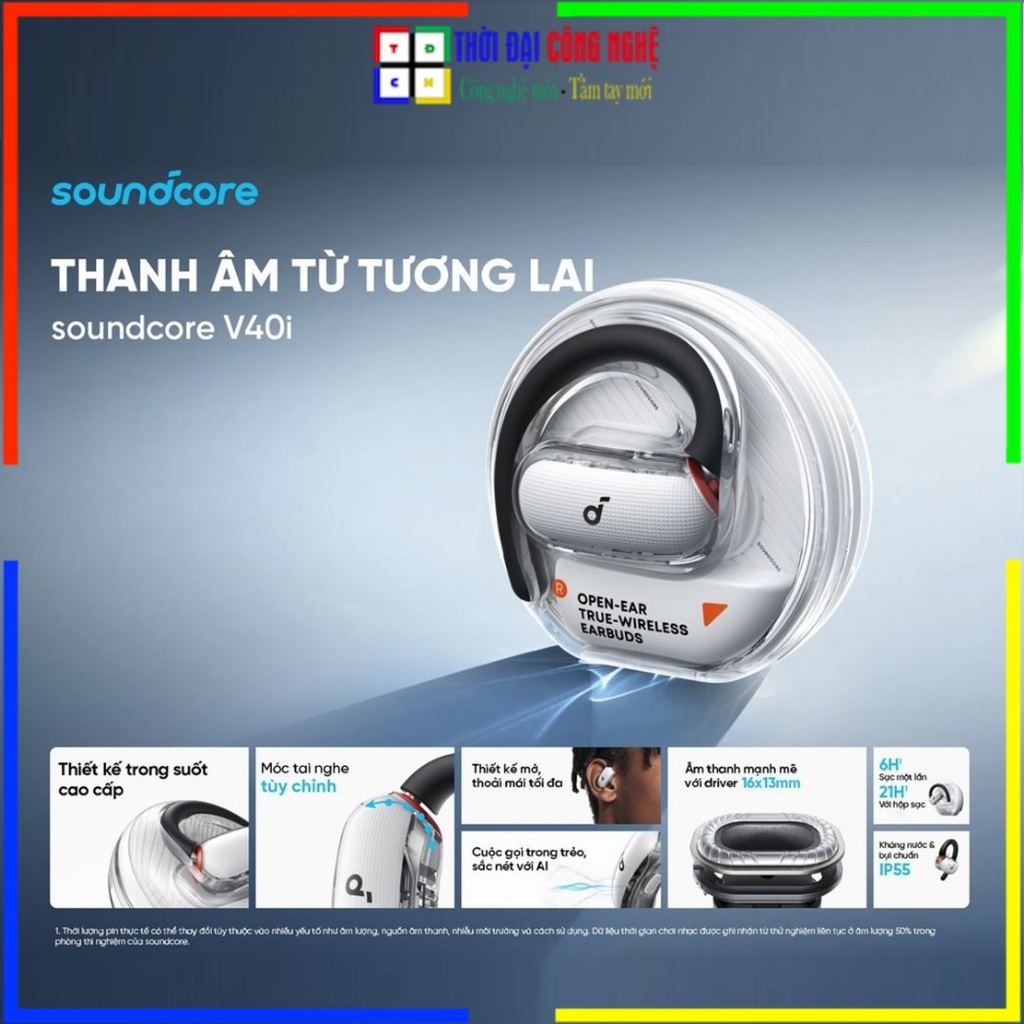 Tai nghe bluetooth Open-Ear Soundcore V40i Anker A3878 chính hãng. Bảo hành 18 tháng, 1 đổi 1 15 ngà