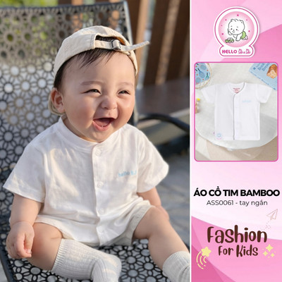 Áo cổ tim trắng tay ngắn Bamboo ASS0061