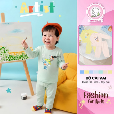 Bộ Cài Vai Màu Tay Dài BA0018 (hình in ngẫu nhiên)
